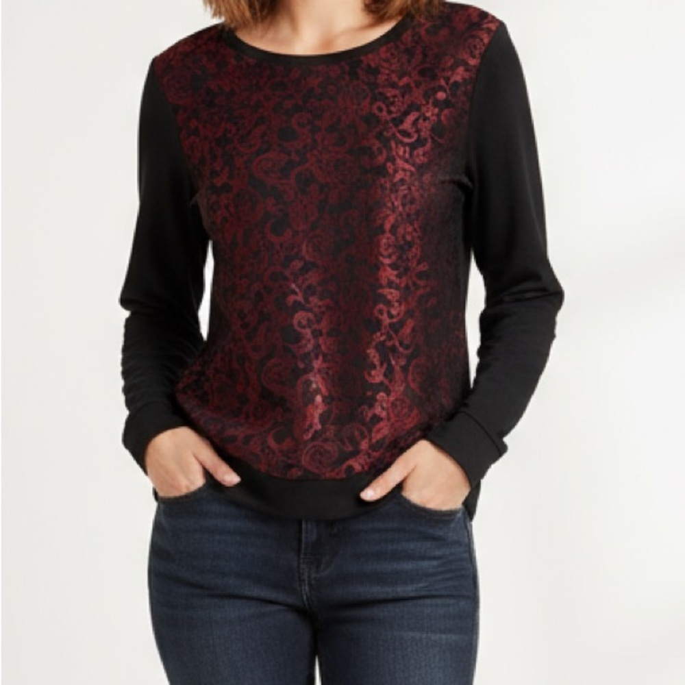 Loft  Black and Red Women's Top Sweater size M